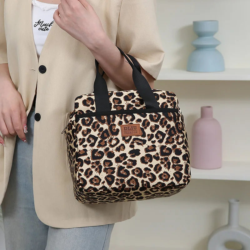 Thickened Nylon Fabric Lunch Bag with Aluminum Foil Inner Large Capacity Portable Lunch Box Storage Bag for Work Picnic Scho