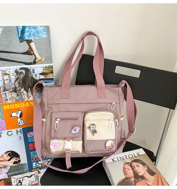 Waterproof Canvas Women Handbags Shoulder Bag Nylon Ladies Messenger Bag Oxford Crossbody Bags Tote Book Bags for Girls Satchels