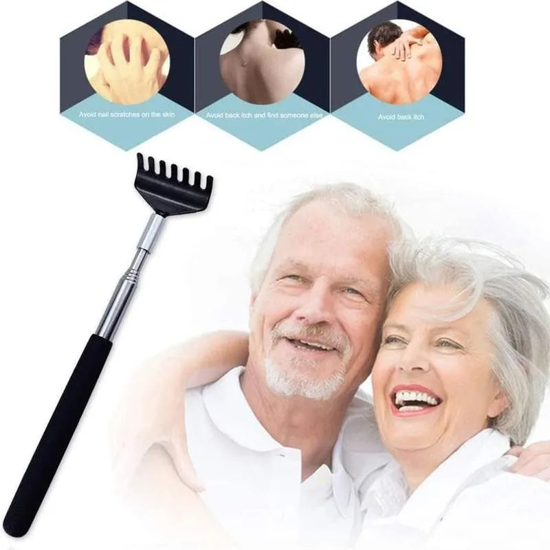Telescopic Back Scratcher Scratching Backscratcher Massager Metal Stainless Steel Tool with Carrying Bag