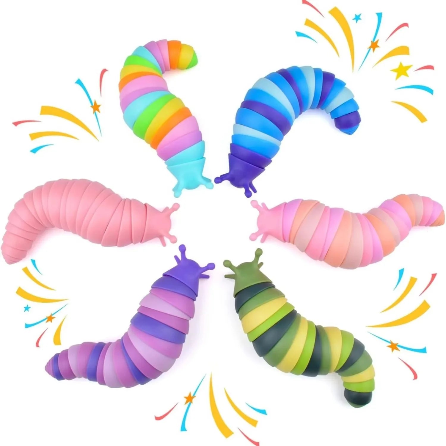 Colorful Simulation Caterpillar Antistress Toy Funny Fidget Decompression Articulated 3D Stress Reliever Gift Toy for Kids Adult