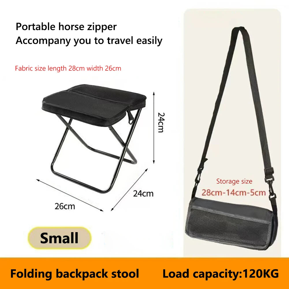 Portable Foldable Backpack Stool Lightweight Camping Picnic Fishing Chair with Mesh Bag Outdoor Adventure Seat for Hiking Travel