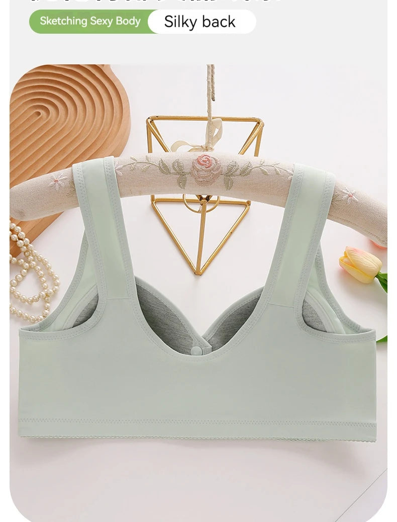 New Pregnant Women's Front Open Button Breastfeeding Bra Women's Large Steel Ring Free Bra Traceless Thin Comfortable Bra