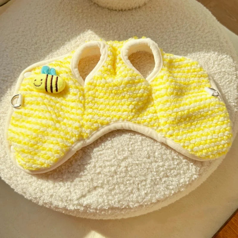 Cute Plaid Dog Jacket Coat Warm Cotton Dog Clothes Autumn Puppy Vest Jacket Bee Pattern Cat Cardigan Coat Chihuahua Pet Apparel