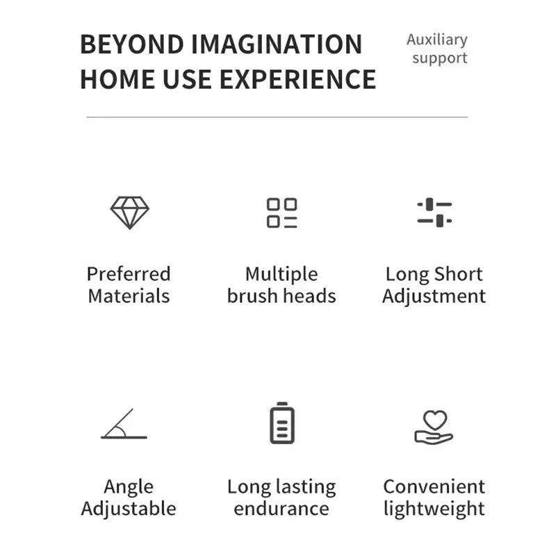 New 2000mAh 6-in-1 Electric Cleaning BrushWireless Electric Rotary Clean Brush Shower Clean Brush Kitchen Bathroom Home