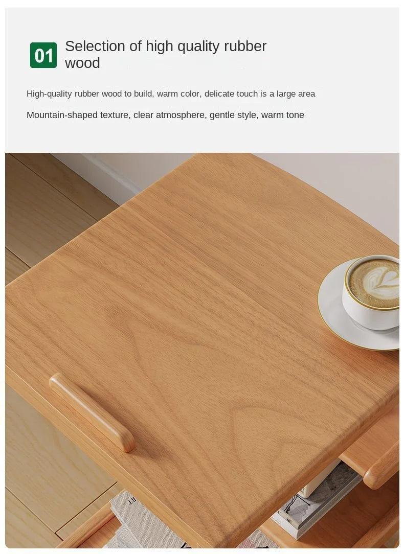 X&D Solid Wood Sofa Side Several Movable Living Room With Wheel Side Cabinet Bedside Shelf Simple Household Coffee Small Table