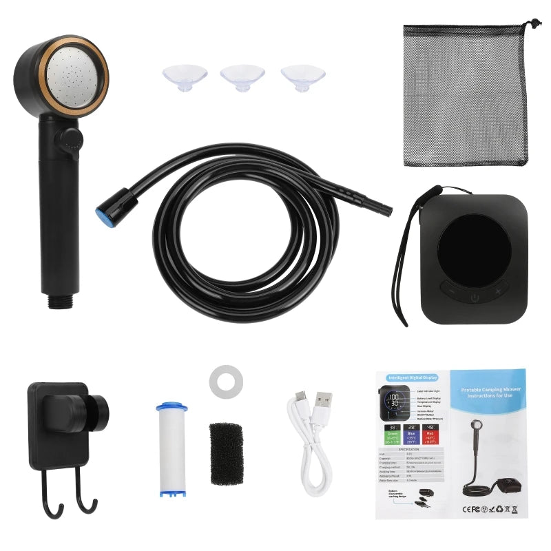 Camping Shower 3.6V 8000mAh IPX8 Rainproof  Portable Power Supply for Outdoors Rechargeable Camp Shower Outdoor Shower