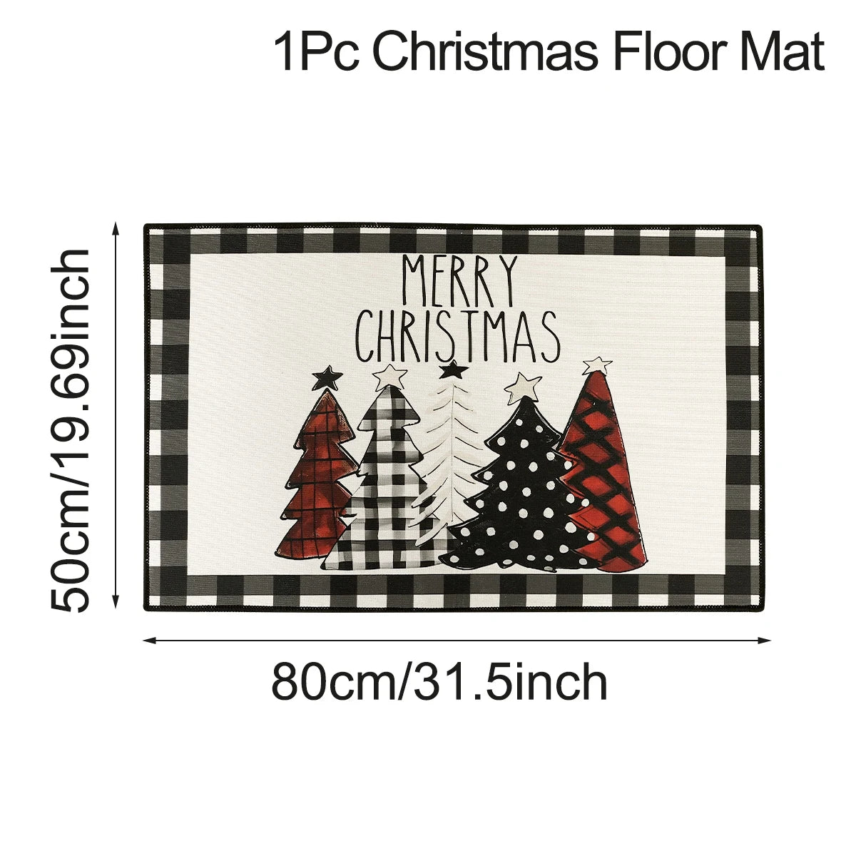 Christmas Kitchen Floor Mats, Plaid Pattern Kitchen Runner Rug for Kitchen Decoration Home 2024 Navidad Noel Gifts New Year 2025