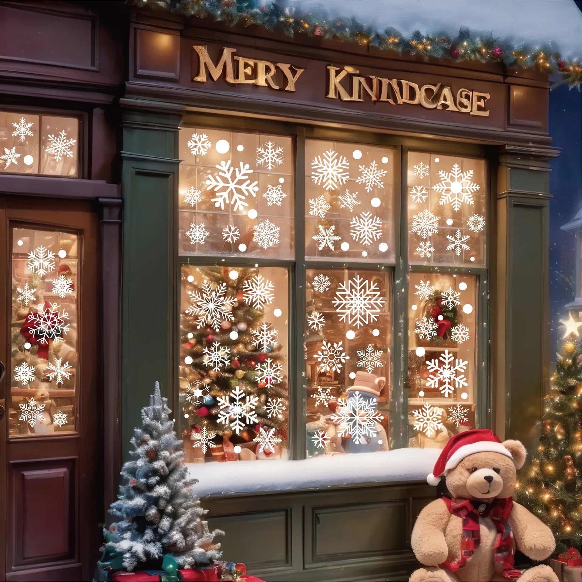 2025 Merry Christmas Decoration White Snowflake Window for Home Wall Window Sticker Ornaments Garland New Year wall stickers