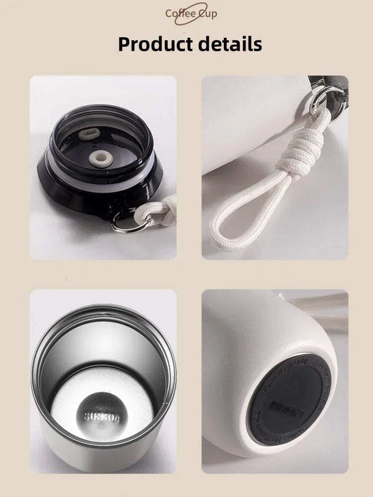 JUSTINLAU Business Thermal Mug Insulated Water Cup Stainless Steel Portable Cold Coffee Cup Gift Cup Leakproof Travle Drinkware