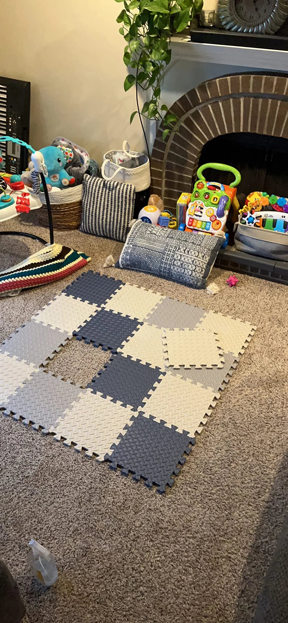 8Pcs/2.5cm Thick Nonslip Baby Crawling Play Mat Soundproof Puzzle Gym Mat for Children's Room and Eco-Friendly Puzzle Mat