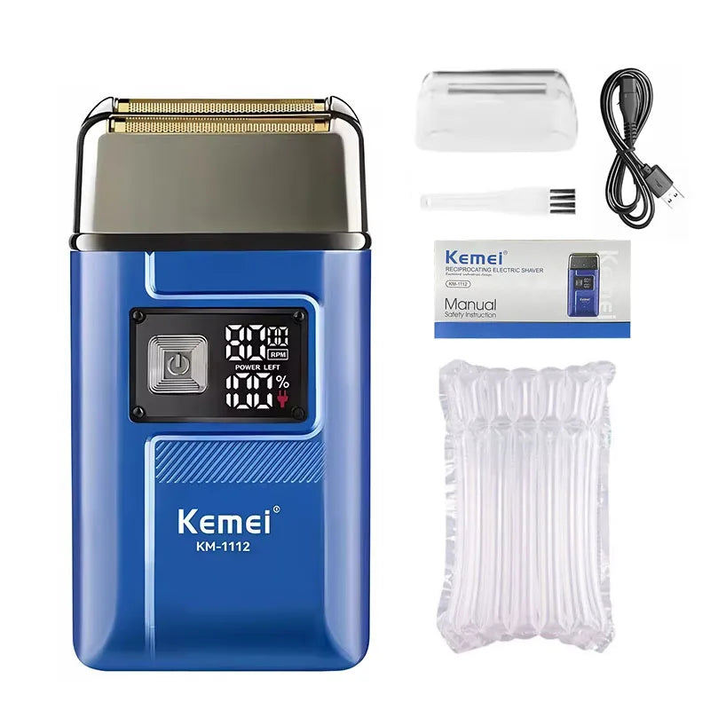 Kemei KM-1112 USB Charging IPX5 Waterproof Shaver 2 in1 Men's Rechargeable Electric Beard Razor Floating Forward Shaving Machine