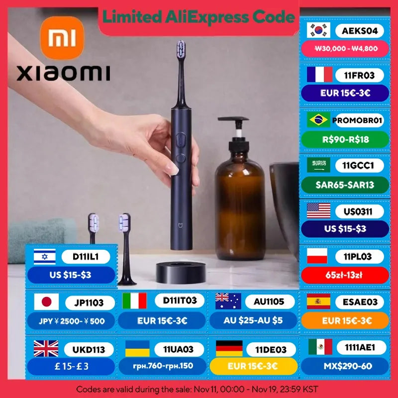 XIAOMI MIJIA T700 Sonic Electric Toothbrush Ultrasonic Vibration Teeth Whitening Oral Clean Brush Smart APP Electric Tooth Brush
