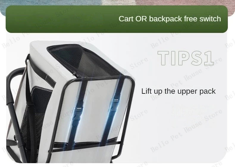 Multifunctional double-layer pet cart Lightweight and foldable pet outdoor travel stroller Ventilated and breathable dog cart