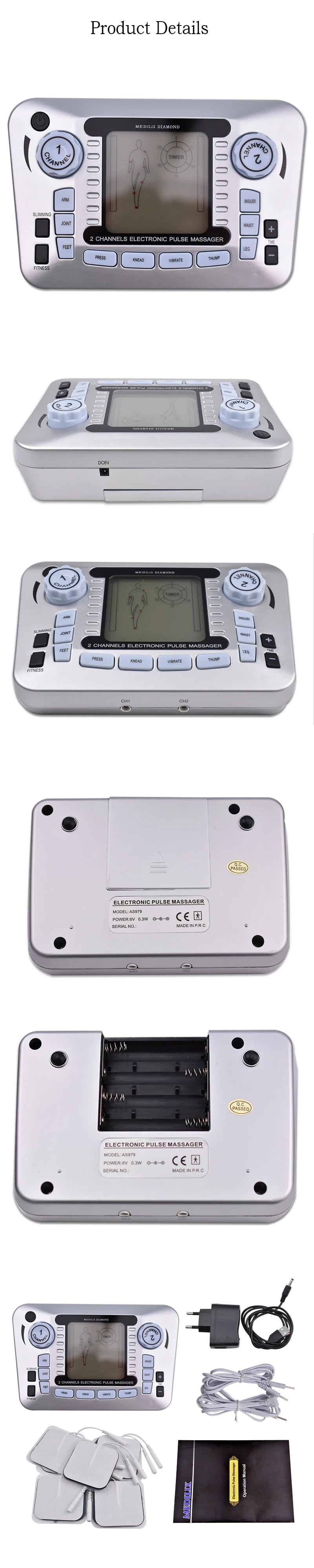 Electric 12 Modes TENS Acupuncture Physiotherapy EMS Muscle Stimulator Pulse Meridian Therapy Machine Body Relaxation Healthcare