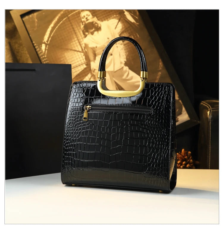 High-grade light luxury handbag 2024 new autumn and winter fashion Tote bag women's crocodile print single shoulder crossbodybag