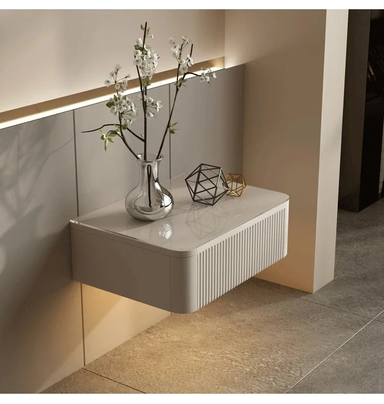 Floating Bedside Table Living Room Designer Nightstands Suspended Nightstand Storage Cabinet Wood Multifunctional Neat Bed Desk