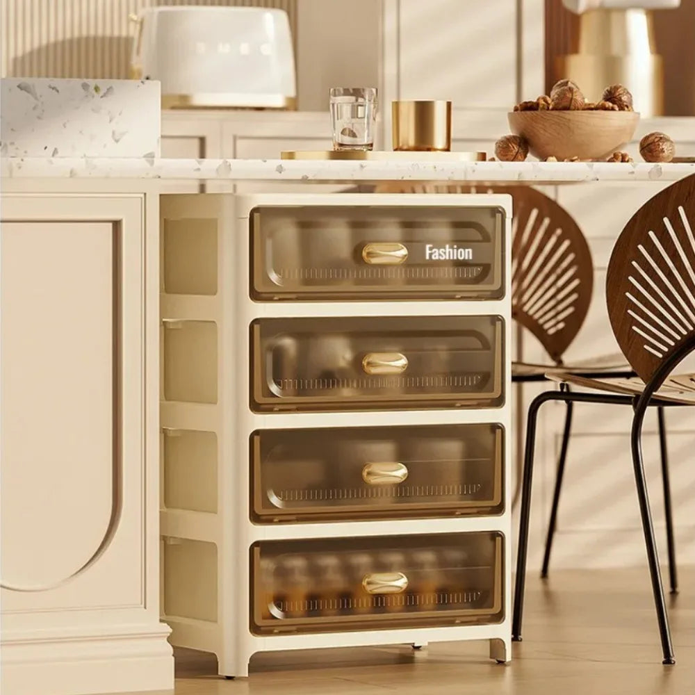 Home Minimalist Storage Cabinet Multi-layer Drawer Style Storage Cabinet Snack Storage Cabinet Home Storage Cabinet with Pulley