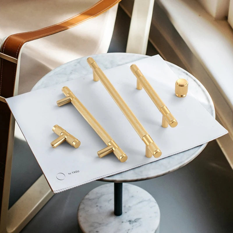 Black Gold Knurled Kitchen Cupboard Cabinet Storage Handles Closet T Bar Wardrobe Door Pulls Door Knobs Home Furniture Handles