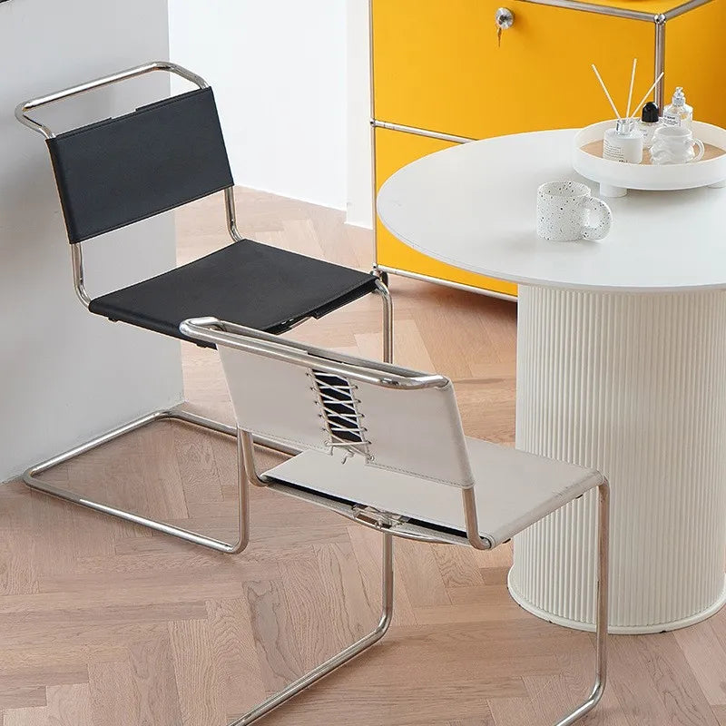 JOYLIVE Nordic Home Living Room Furniture Ins Wind Stainless Steel Pipe Chair Saddle Leather Back Seat Leisure Negotiation Chair