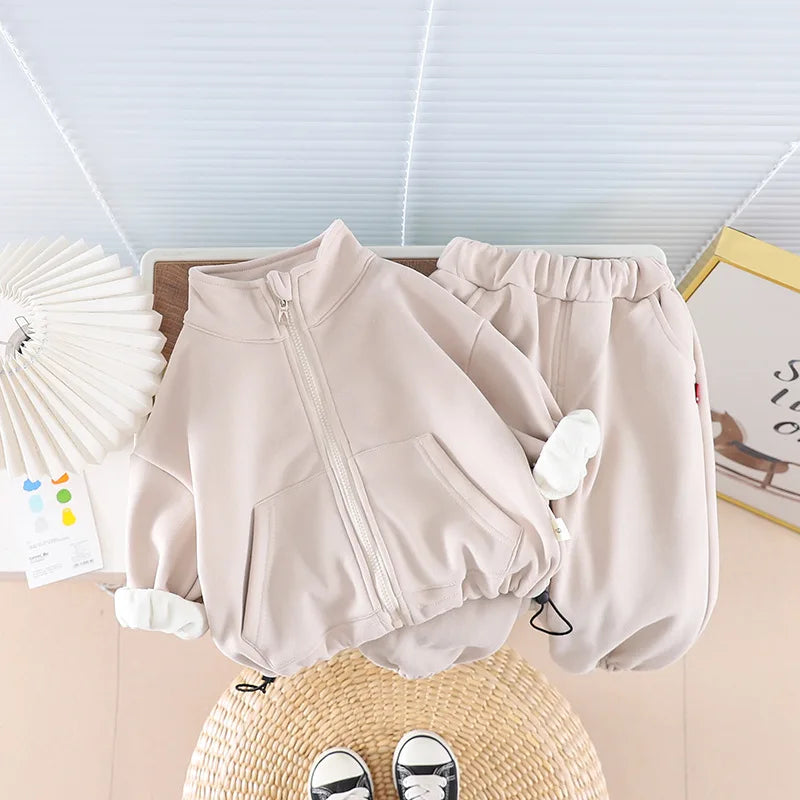 IYEAL Children's Baby Clothing Sets Winter Fleece Casual 2 PCS Kids Sets Sport Suit for Baby Girls Boys Clothes Coat+Pants 1-6 Y