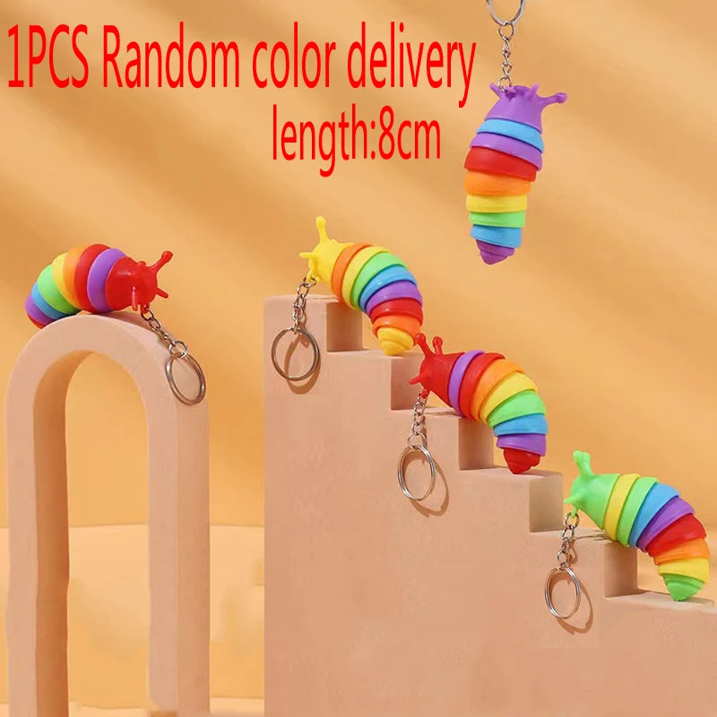 3D Slug Fidget Toy Colorful Slug Snail Toy Articulated Flexible All Ages Relief Anti-Anxiety Sensory Toys for Children
