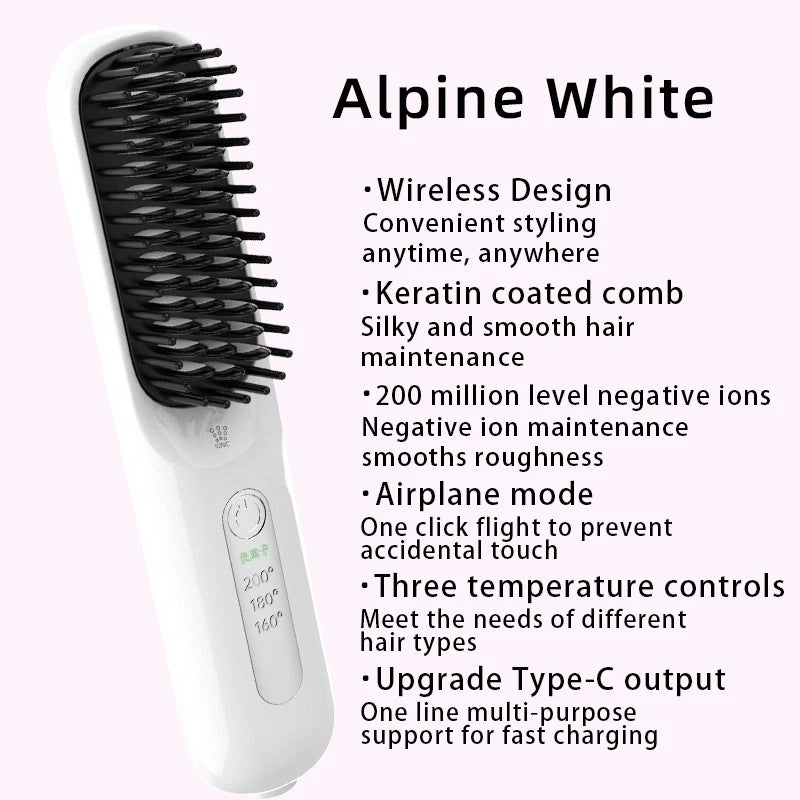 Negative Ion Hair Straightening Brush,360° Flexible Teeth,Fast Heat with 3 Adjustable Temperatures,Safe Anti-Scald Protection