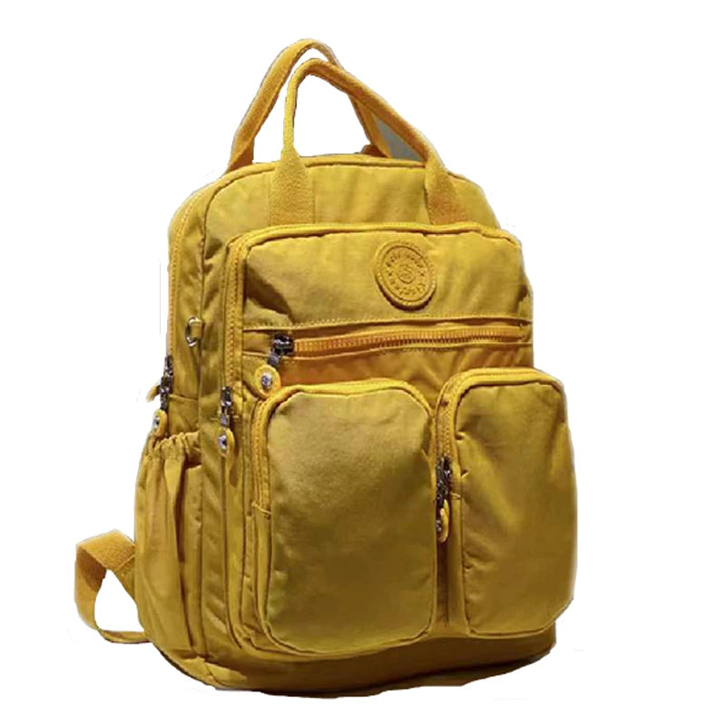 Fashion Woman Backpack Waterproof Nylon Soft Handle Solid Multi-pocket Travel Zipper Feminina School Bags Laptop Backpack