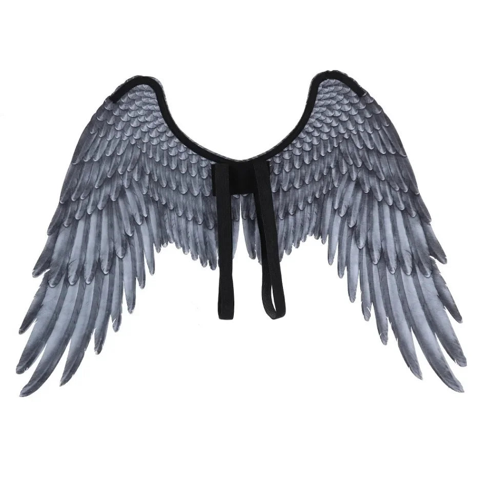 Halloween 3D Angel Wings Costume With Elastic Straps Halloween Party Mardi Gras Feather Wing Adult Kids Evil Cosplay Accessories