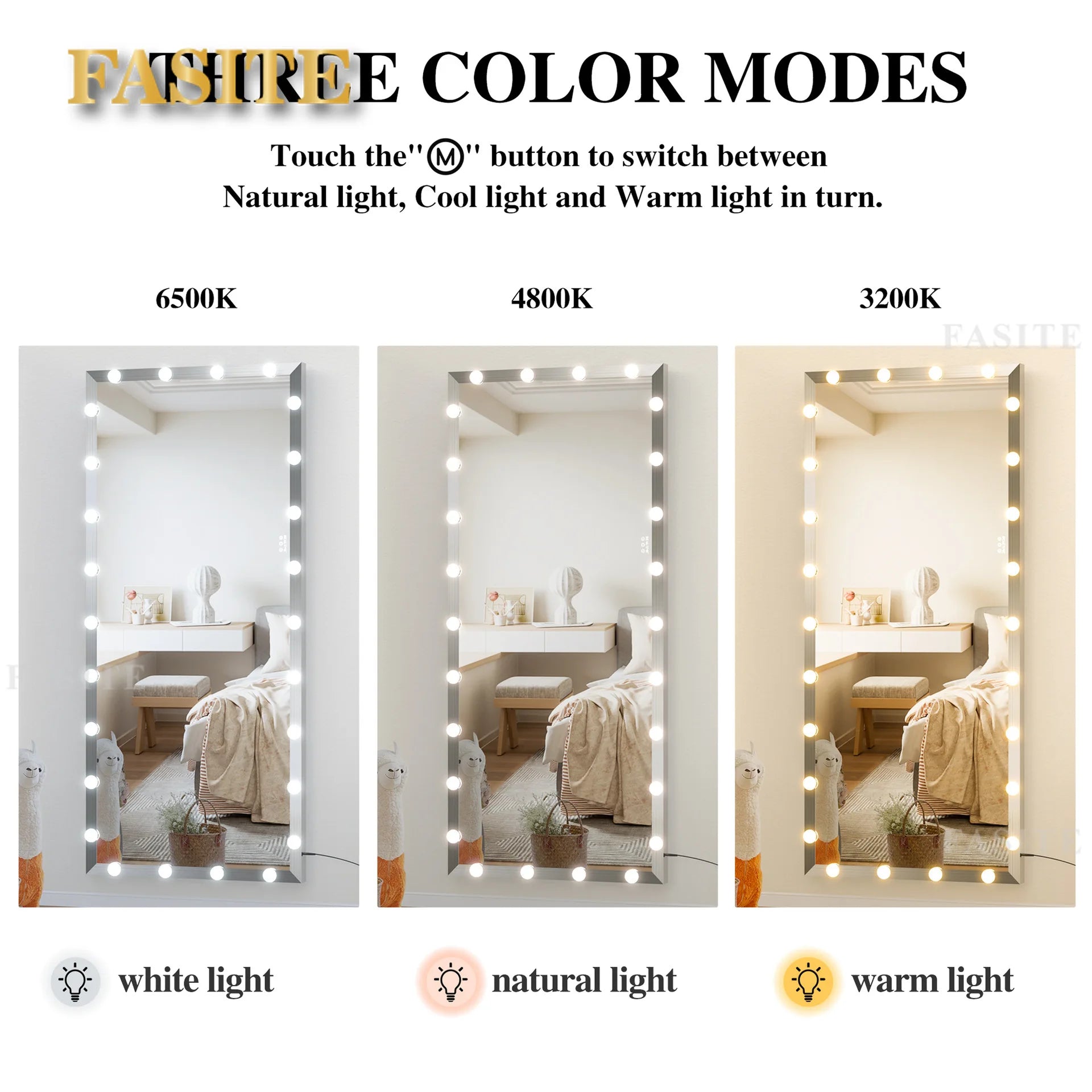 Smart LED full-body mirror with lamp full-length mirror household wall-mounted vertical floor mirror