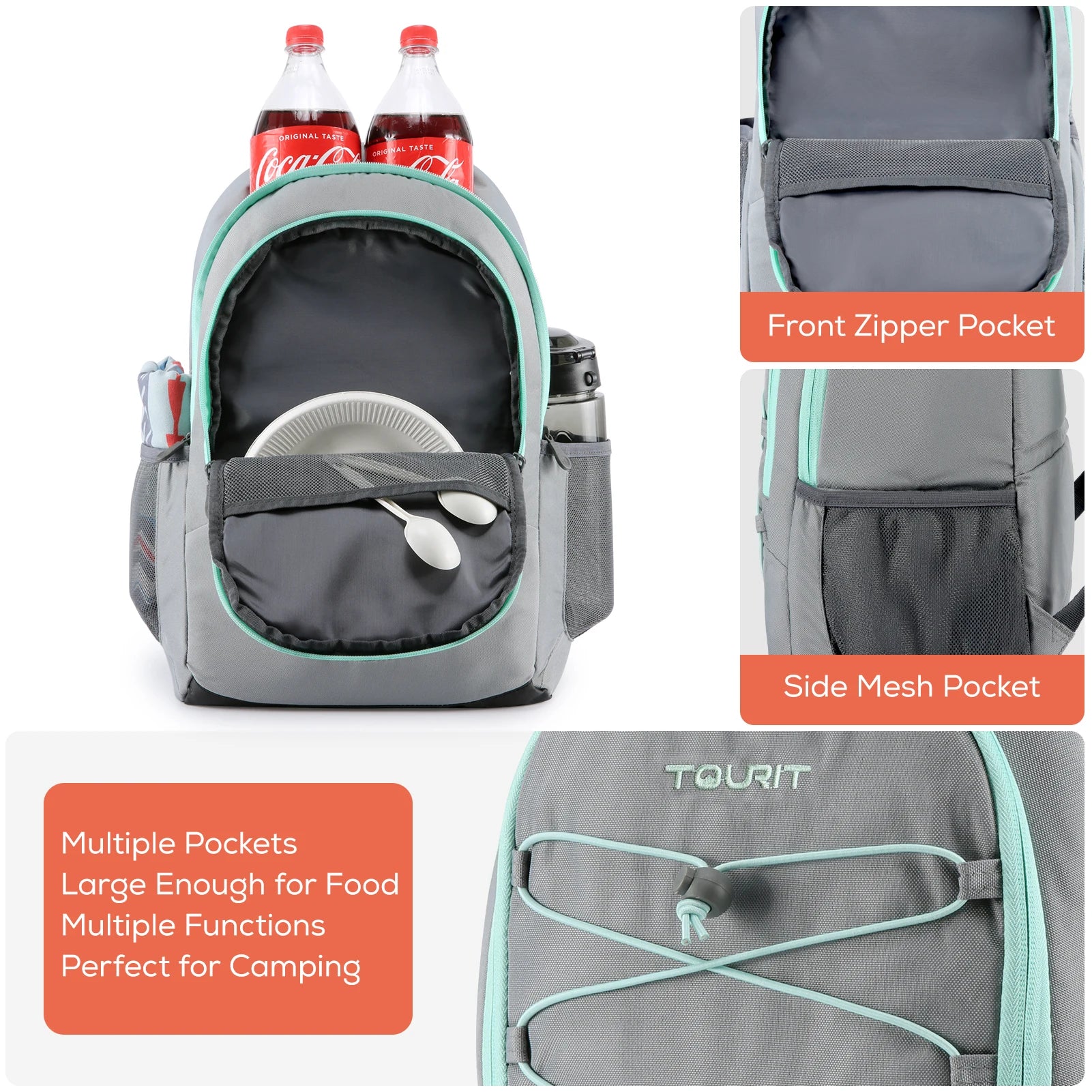 TOURIT 30L Thermal Backpack Cooler bag for drinks Insulated Bag Travel Beach Beer Leak-proof Food lunch Bags Portable Coolers