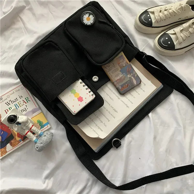 Ladies' Cute and Versatile Canvas Youth Fashion Shoulder Bag Student Large Capacity Crossbody Bag