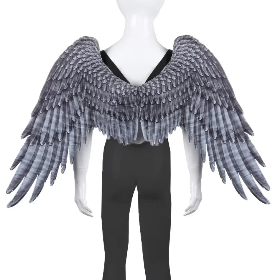 Halloween 3D Angel Wings Costume With Elastic Straps Halloween Party Mardi Gras Feather Wing Adult Kids Evil Cosplay Accessories