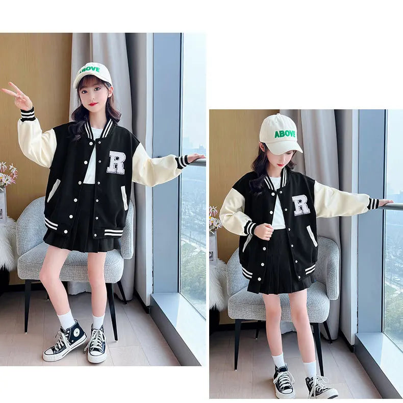 Teenage Girls Baseball Jackets For 5-14 Years Old Teens Clothes Children Sports Outerwear Coat Spring Autumn Fashion Boys Jacket