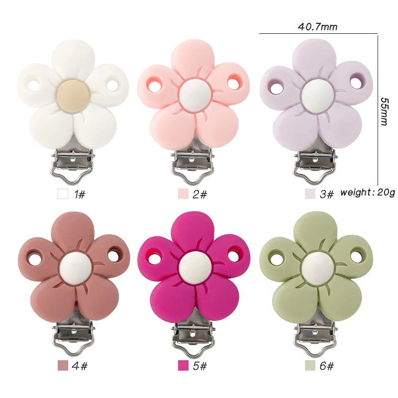 1/3/10pcs Silicone Flower Pacifier Clips Food Grade Teethers For Baby DIY Baby Soother Nursing Pacifier Chain Accessories