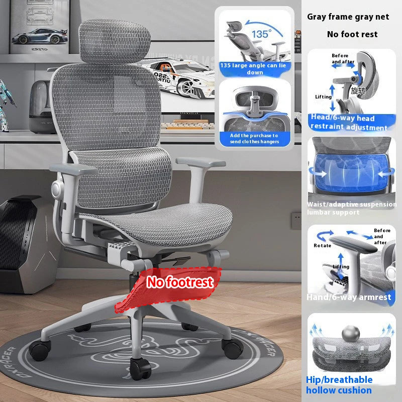 Ergonomic Office Chair High Back Computer Desk Chair 6D Adjustable Headrest And Lumbar Support Mesh Swivel Reclining Gaming Seat