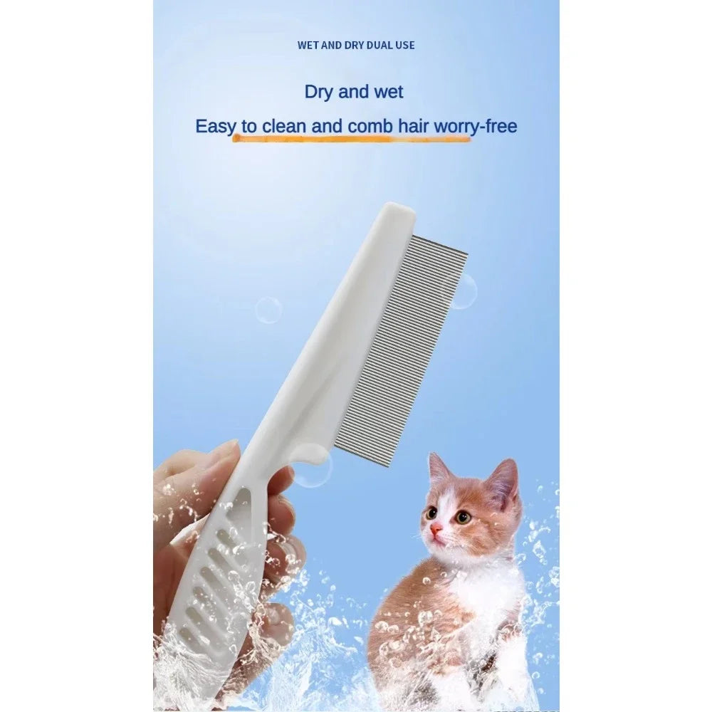Stainless Steel Fine Tooth Comb  Puppy Cat Hair Grooming Brush Dog Flea Louse Shedding Tools Cat Dog Bath Cleaning Supplies