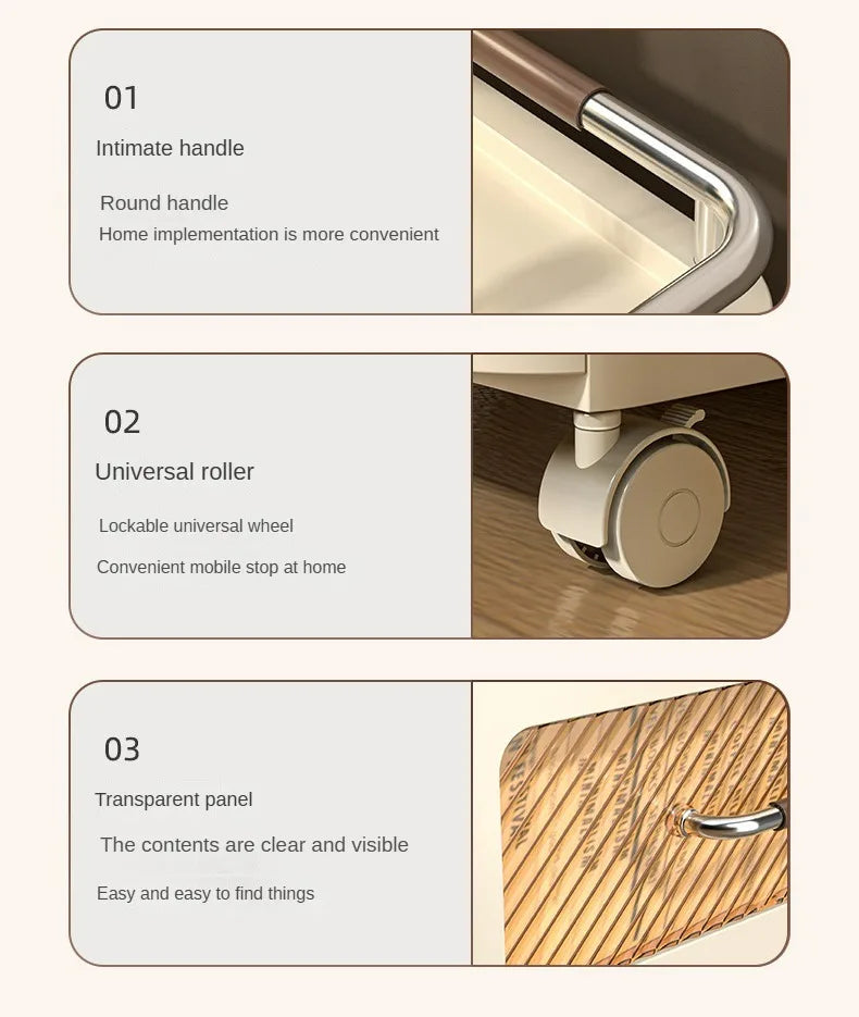 Storage Cabinet Drawer Style Household Snack Toy Storage Cabinet Mobile Layered Small Cart Storage Rack Removable Nightstand