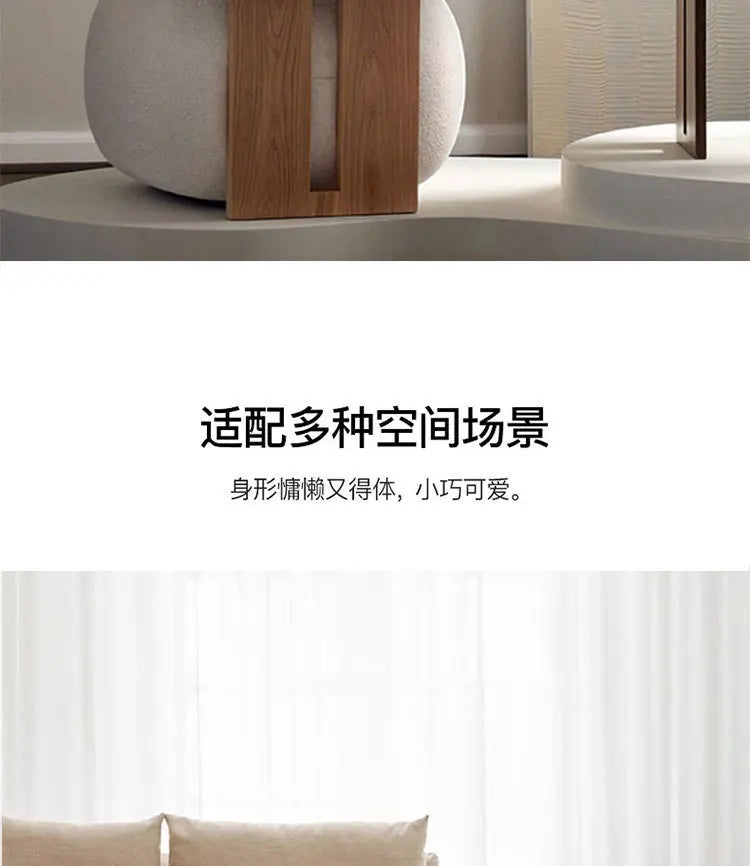 Homestaybalcony Lamb Velvet Single Sofa in The Ancient Style Leisure Back Sofa Chairs Cream Style Solid Wood Sofa Chair