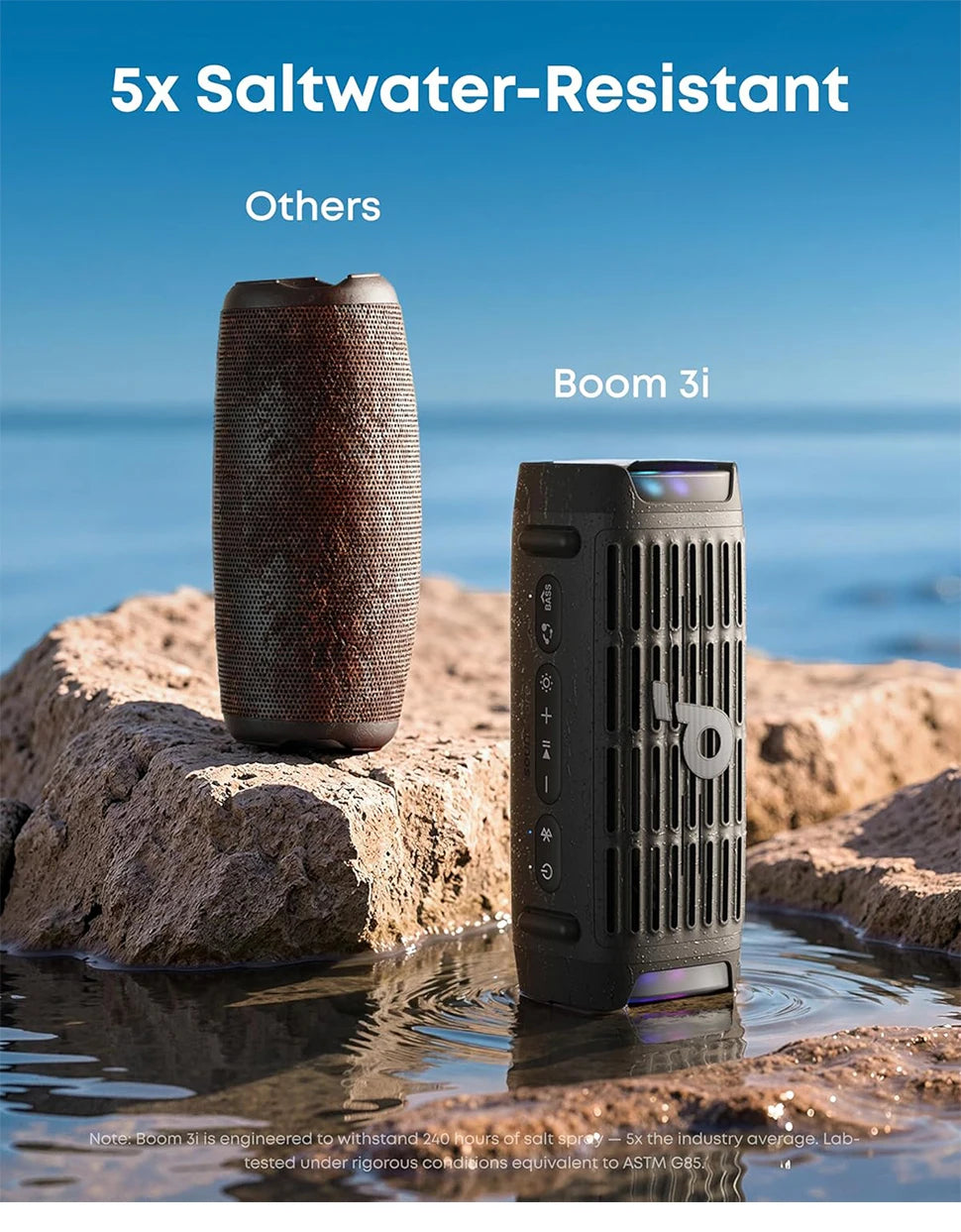 Soundcore Boom 3i by Anker Rugged Outdoor Speakers IP68 Waterproof Floating Playback Saltwater-Resistant BassUp 2.0 16H Playtime