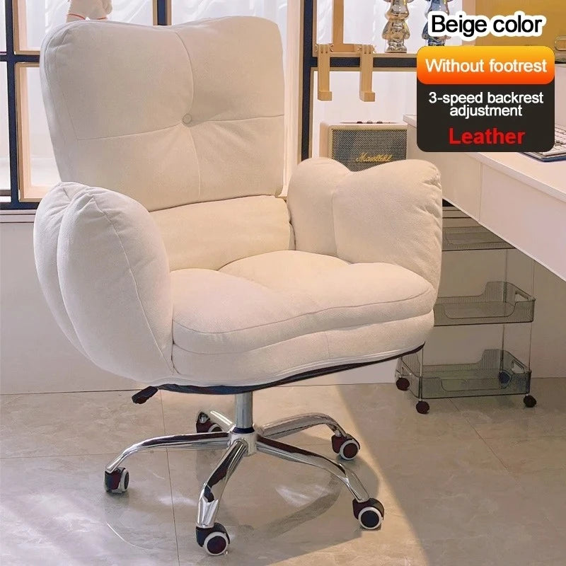 Soft Cloth Wide Fixed Armrests Home Gaming Desk Chair Leather Thick Ergonomic Office Chair Adjustable Gamer Computer Sofa Chairs