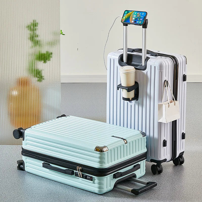 Large Capacity Medium Travel Luggage Bag 20-26 Inch Rolling Bag with Cup Holder And Phone Stand for Easy Carry-On Travel