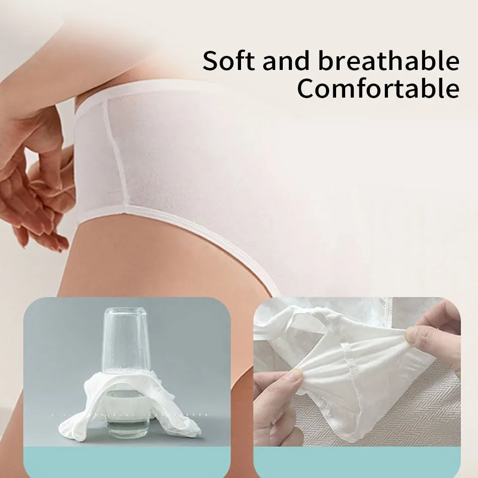 5 Pcs/Pack Convenient Travel Underwear Women Disposable Cotton Panties for Pregnant Postpartum Moms Quick Trips Daily Disposal