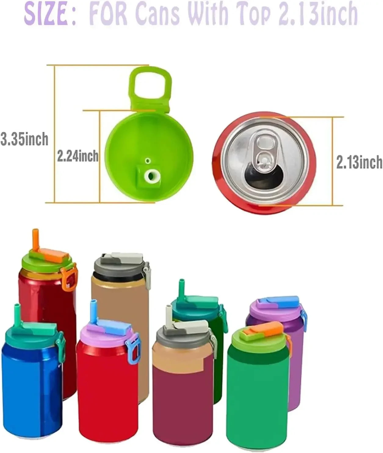 Can Lids With Straws Reusable Silicone Beverage Can Lids Leak-Proof Soda Can Covers With Straws For 2.13” Cans Pack Of 4