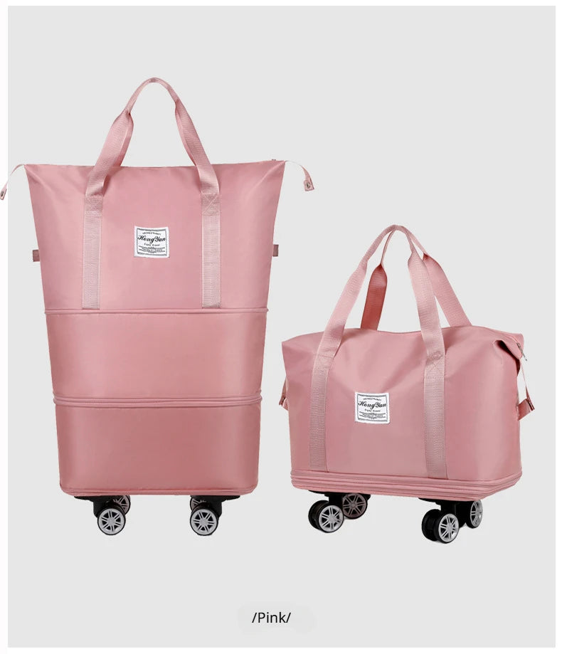 Universal Wheel Expandable Luggage Large Capacity Lightweight Travel Fitness Bag with Dry And Wet Separation Storage