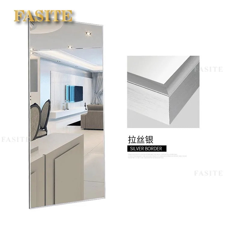 Full body floor full-length mirror clear narrow frame wall hanging fitting mirror living room bedroom clothing store household