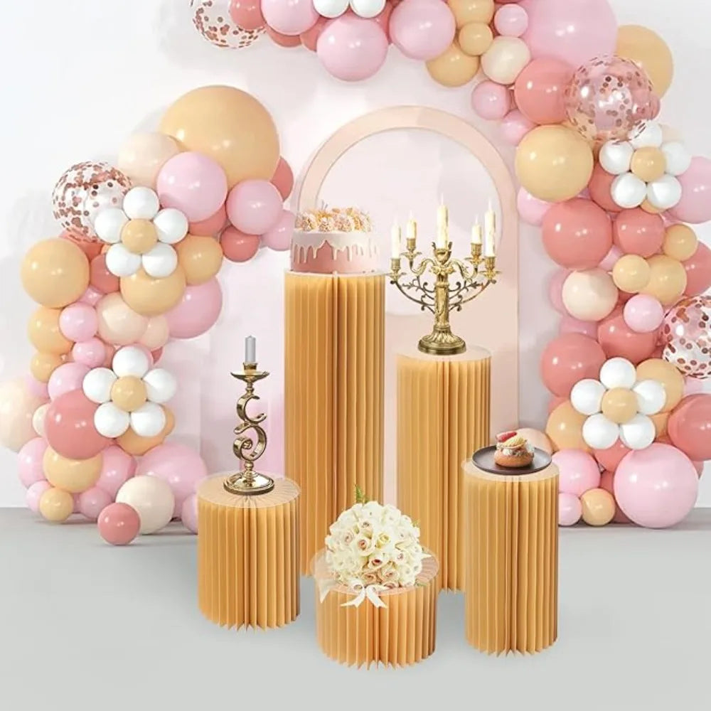 Buffet Risers Food Display Stand Round Table Cake Dessert Stand for Parties Foldable Paper Columns Display for Wedding Birthday