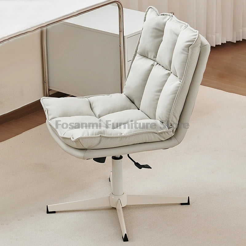 Height Adjustable Faux Leather Vanity Chair Ergonomic Office Home Comfort Swivel Desk Chair Simple Soft Gaming Computer Chairs