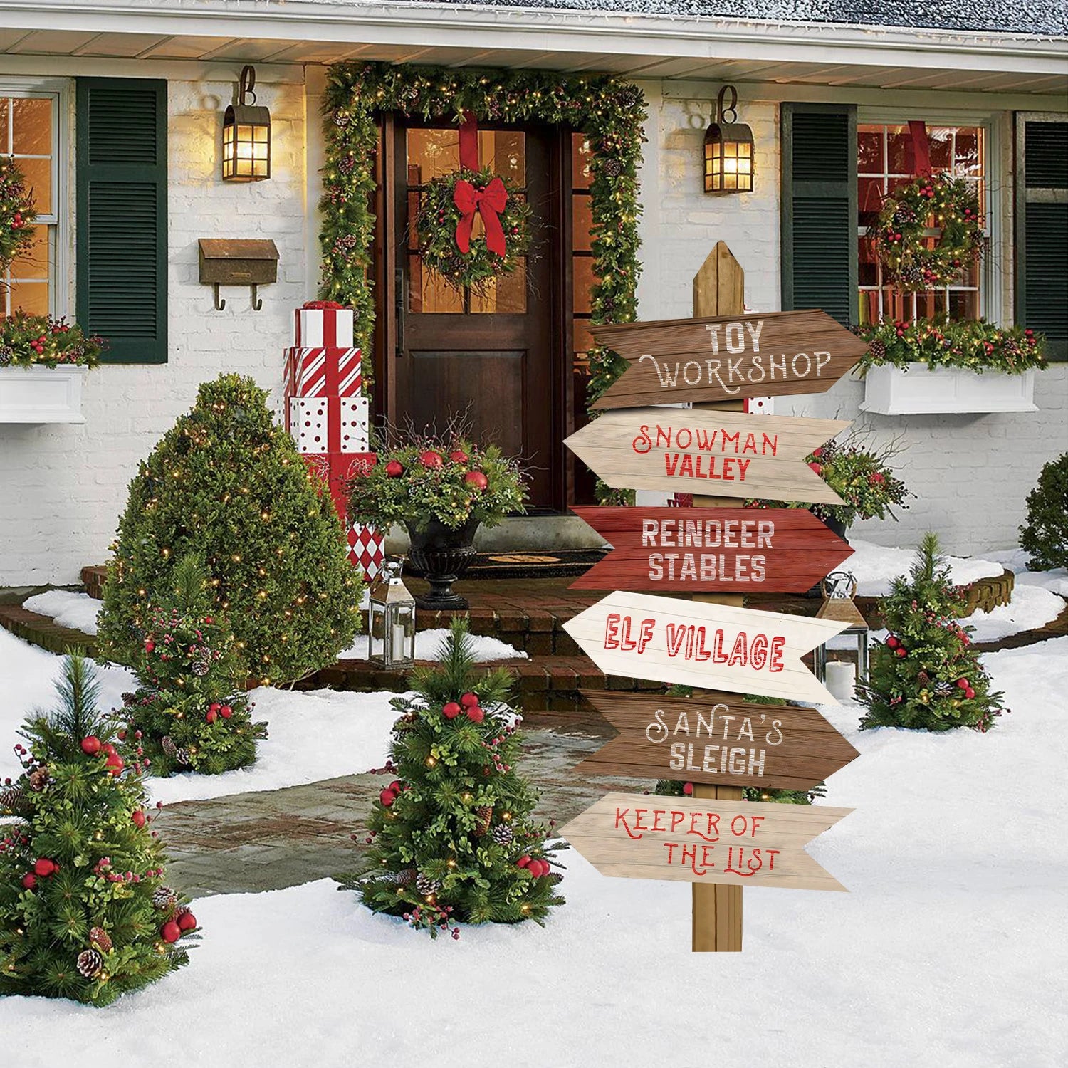 12PCS Arctic Christmas Festival Paper Signage Xmas decor 2025 Xmas Santa Claus workshop sign Navidad Natal New Year Gift 2026