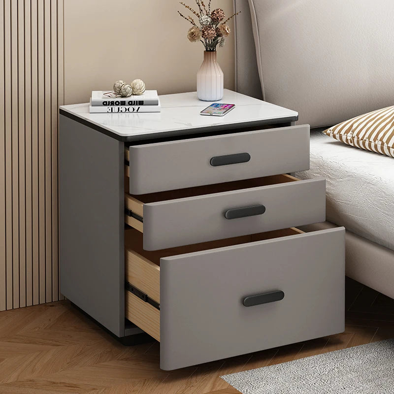 Safe Luxury Bedside Table With Lock Secret Compartment Glamour Metal Nightstands Designer Multifunctional Criado Mudo Furnitures