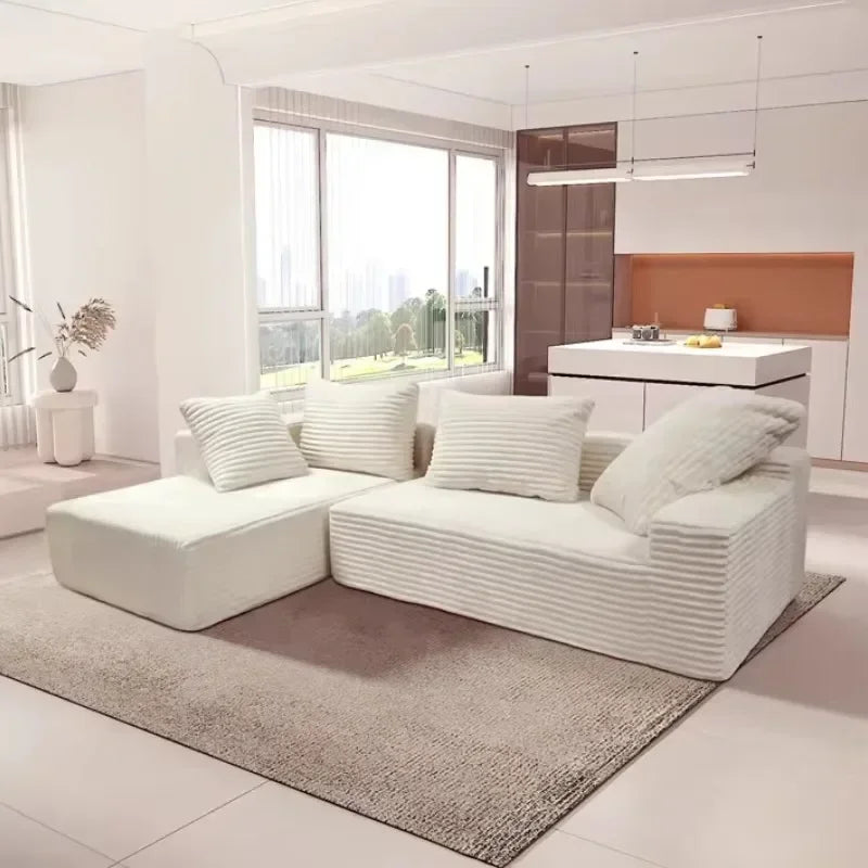 Vacuum Compression Sofa, Nordic Splicing Combination Sofa Bed, Beige/beige Cashmere and Rabbit Fur Are Optional, Customizable